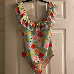 Kortni Jeane Ruffle One Piece Fruit Salad Print